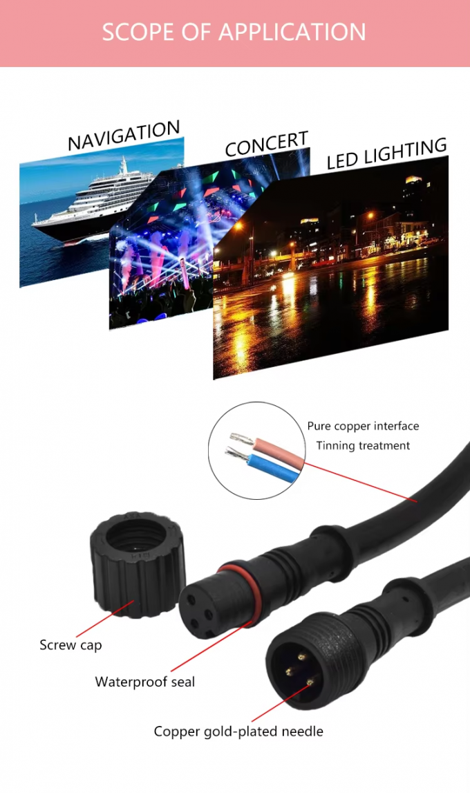 M11 M12 M14 M15 M16 Cable resistente al agua de la calle LED 2 3 4 5 Pin Conector de cable de alimentación de PVC de conexión de acoplamiento masculino femenino 0