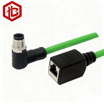Waterproof M12 Straight Male to Right Angled Ethernet Cable Connector RJ45 Pipeline - Digital Mini - 8 Pin Male to Rs - 422 M 4A