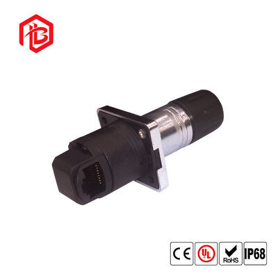 IP68 Waterproof 8-Pin RJ45 Ethernet Jack Panel Mount Connector with Copper Contacts Nylon Housing for RF FPC Solar Power Systems