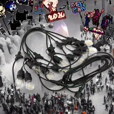 IP65 Waterproof LED Outdoor String Lights 48FT Warm White Colorful Lighting for Garden Customizable 3-Year 30000h Life Copper