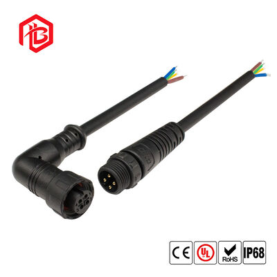 M12 Conector impermeable de codo en ángulo recto macho/hembra de cobre 6A para aplicaciones aeroespaciales de microondas