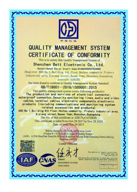 China Shenzhen Bett Electronic Co., Ltd. Certificaciones